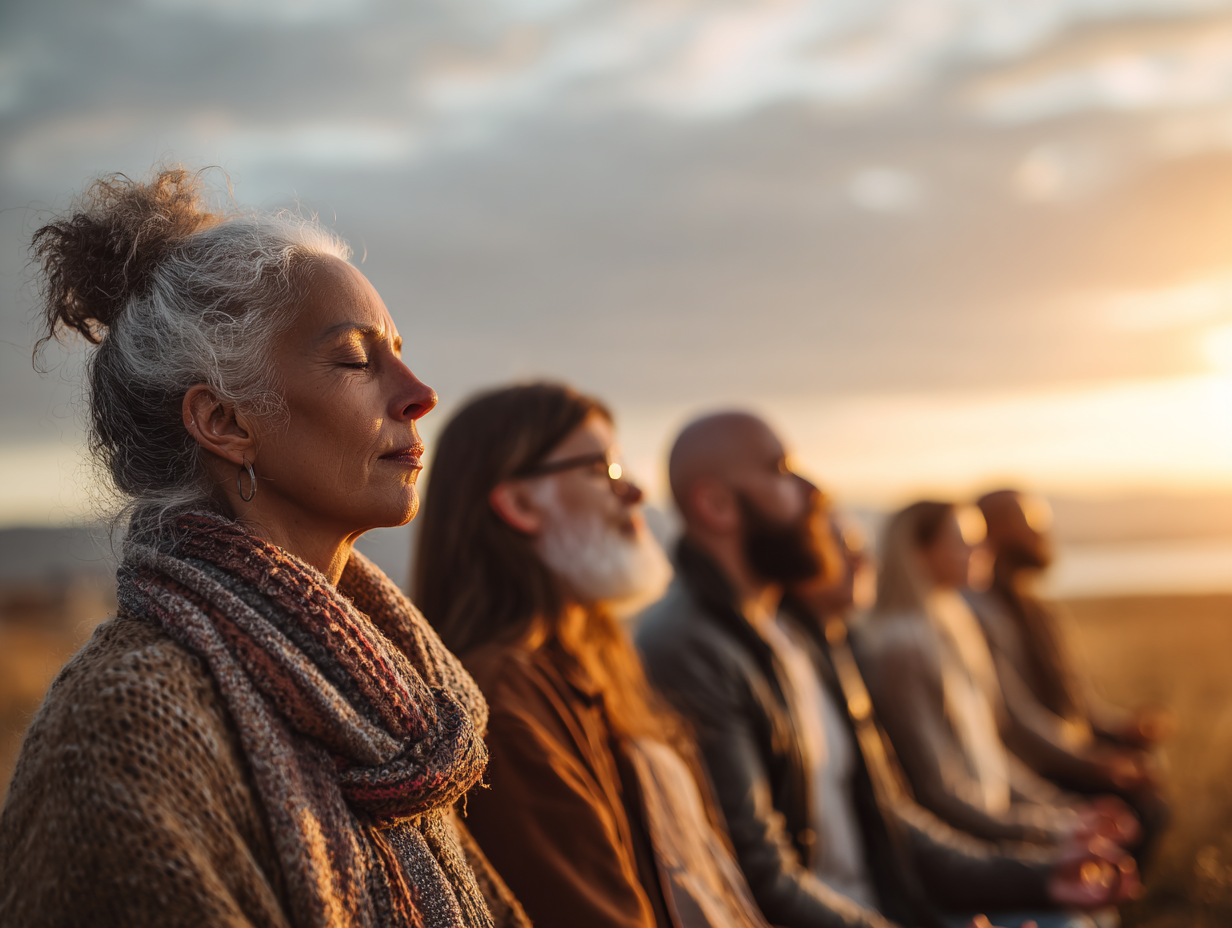 Жінка медитує на природі